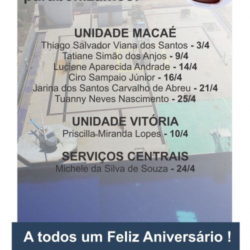 Aniversariantes do Mês – Abril