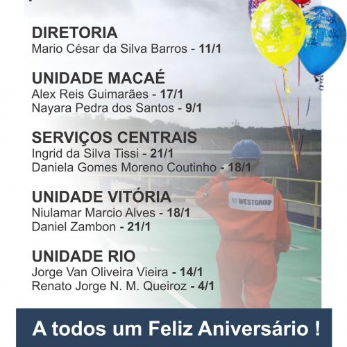 Aniversariantes do Mês – Janeiro