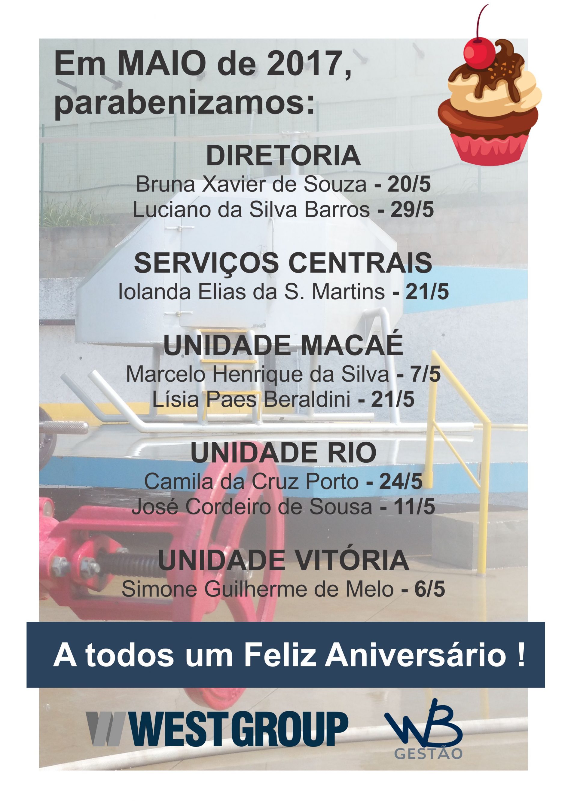 Aniversariantes do Mês – Maio