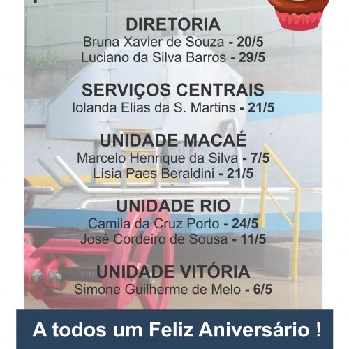 Aniversariantes do Mês – Maio