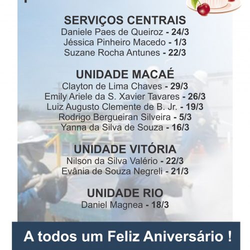 Aniversariantes do Mês – Março