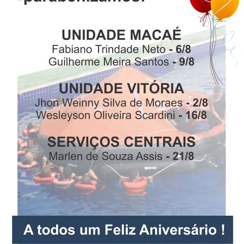 Aniversariantes do Mês – Agosto