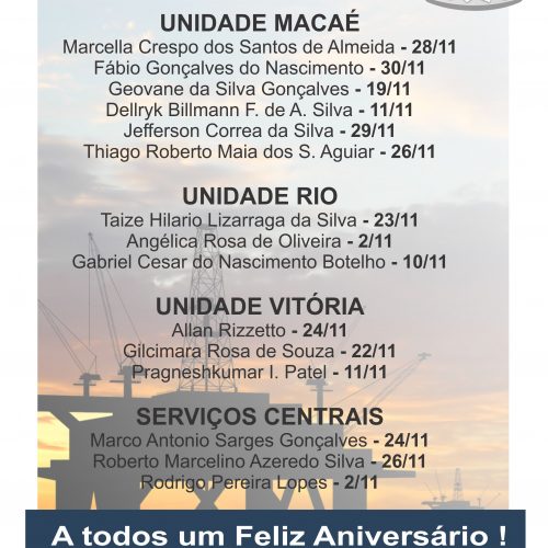 Aniversariantes do Mês – Novembro