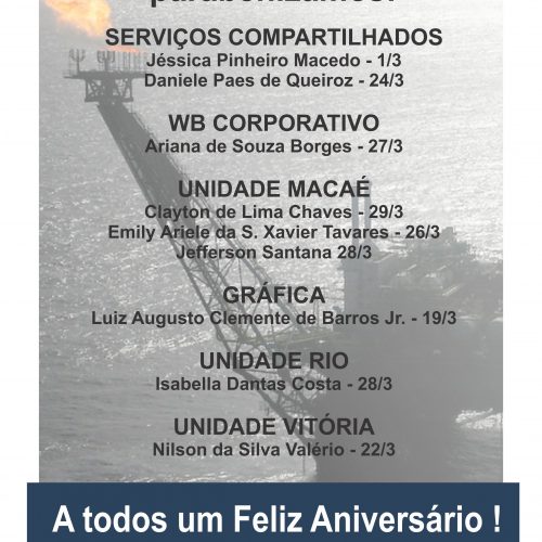 Aniversariantes do Mês – Março 2018