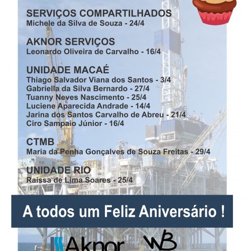 Aniversariantes do Mês – Abril 2018