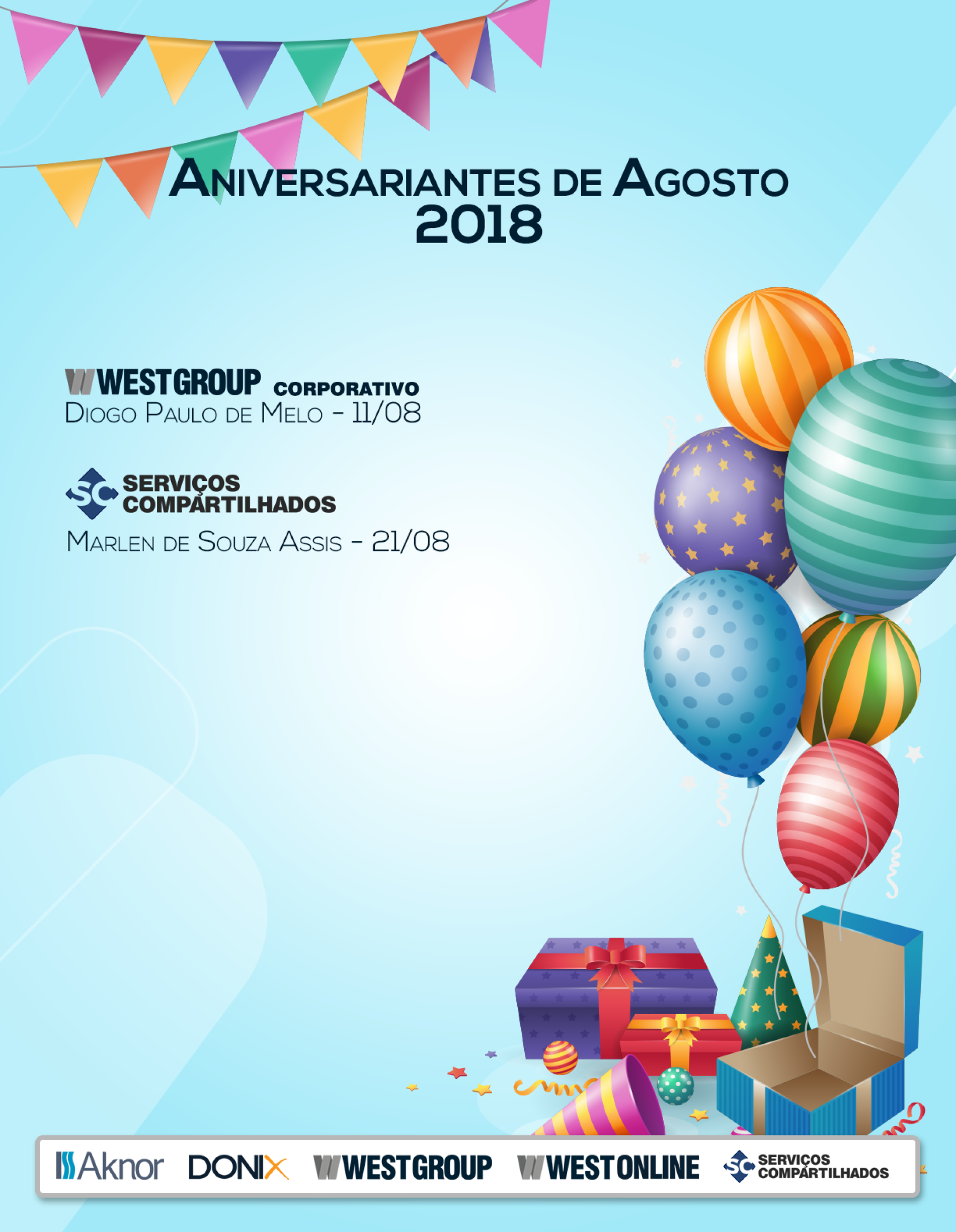 Aniversariantes do Mês – Agosto 2018