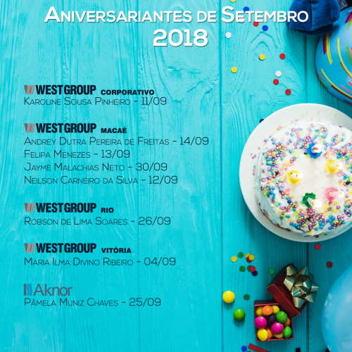 Aniversariantes do Mês – Setembro 2018